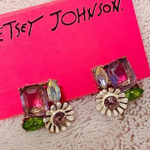 Spring Fling Purple Flower Rhinestone Earrings